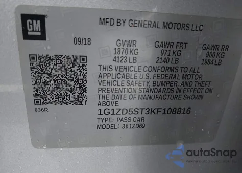 2019 Chevrolet Malibu Lt from USA, damaged, VIN 1G1ZD5ST3KF108816
